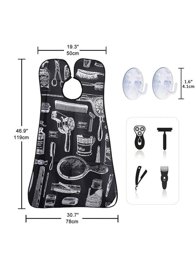 Showvigor Beard Bib Beard Apron, Beard Trimming Catcher Bib for Men Shaving and Hair Clippings, Waterproof Non-Stick Hair Catcher Grooming Cloth with 2 Suction Cups - Image 2